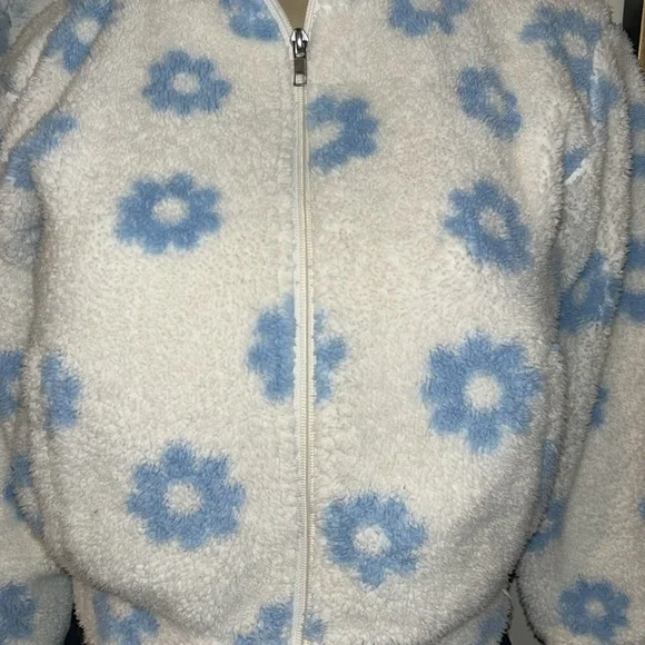 RSQ Girls Floral Print Sherpa Jacket size M - Picture 7 of 8